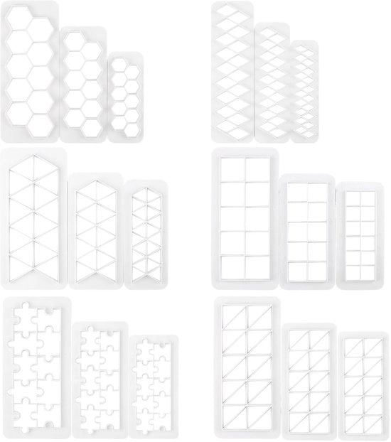 Forme per biscotti 18 pezzi - Forme geometriche con superficie antiaderente - Per decorazione di torte - 6 stili/3 misure - Facili da pulire - Forme per biscotti in metallo