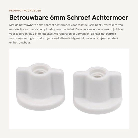 Viti di sostituzione posteriore in plastica - 6mm - pacchetto da 2 - bianco - facile da installare - viti per coperchio di vasino