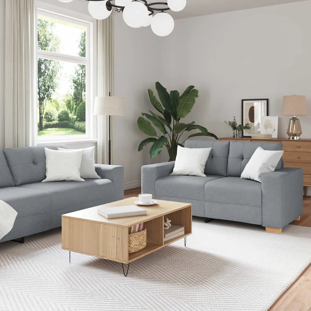 Set di divani con cuscino con cuscino Grigio Tessuto 3324628