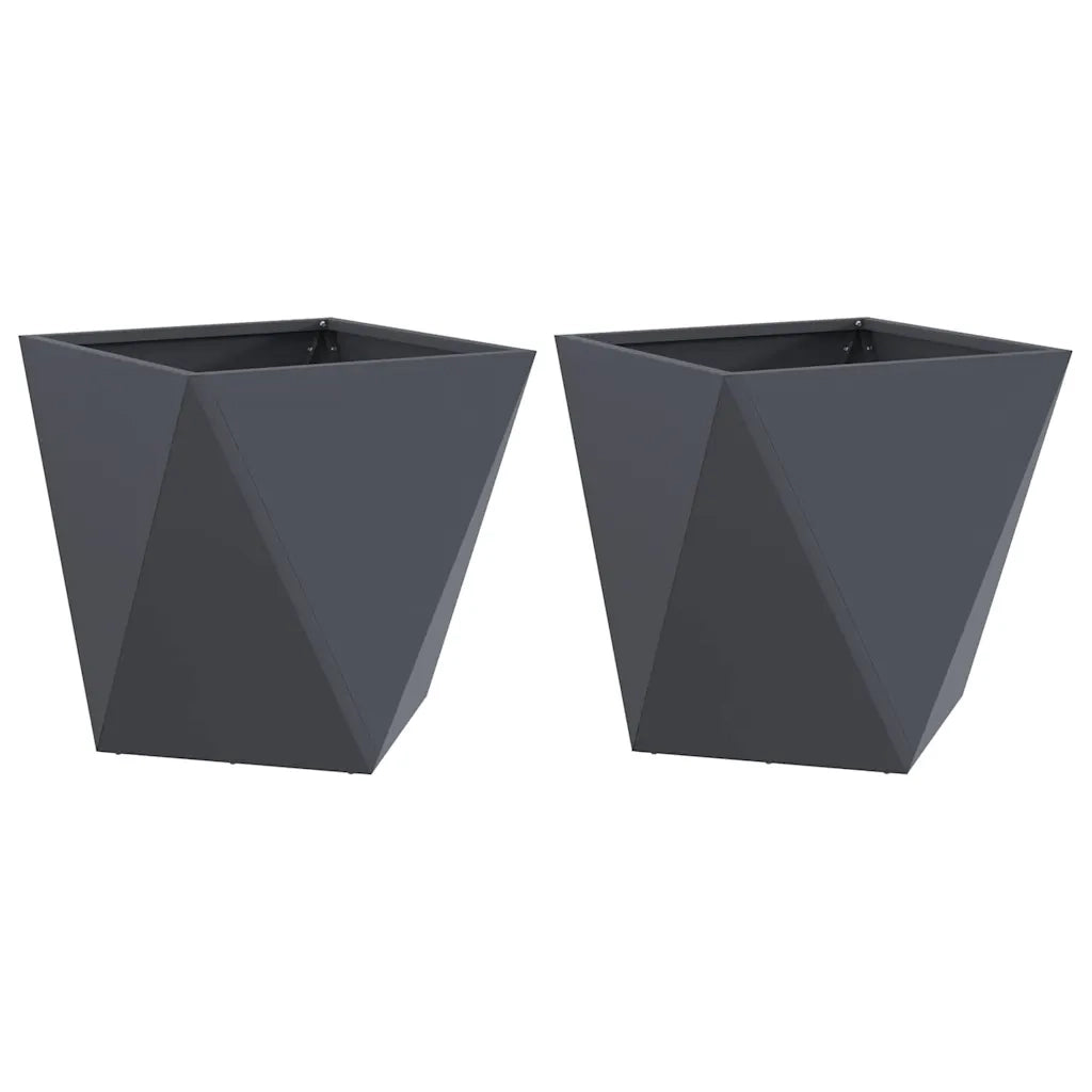 2 pz Fioriera | Cassetta per fiori | Vaso Antracite 50 x 50 x 50 cm Acciaio