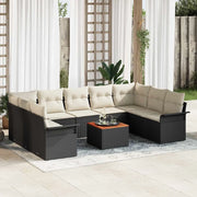 Set Divano da Giardino con cuscino 10 pcs Nero polyrattan