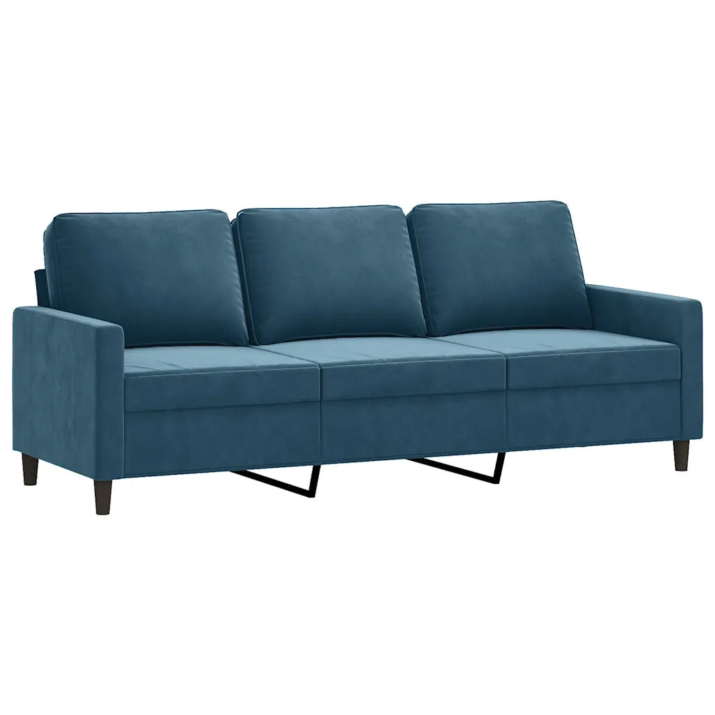 Set di Divani 3 pz con Cuscini Blu in Velluto 3201485