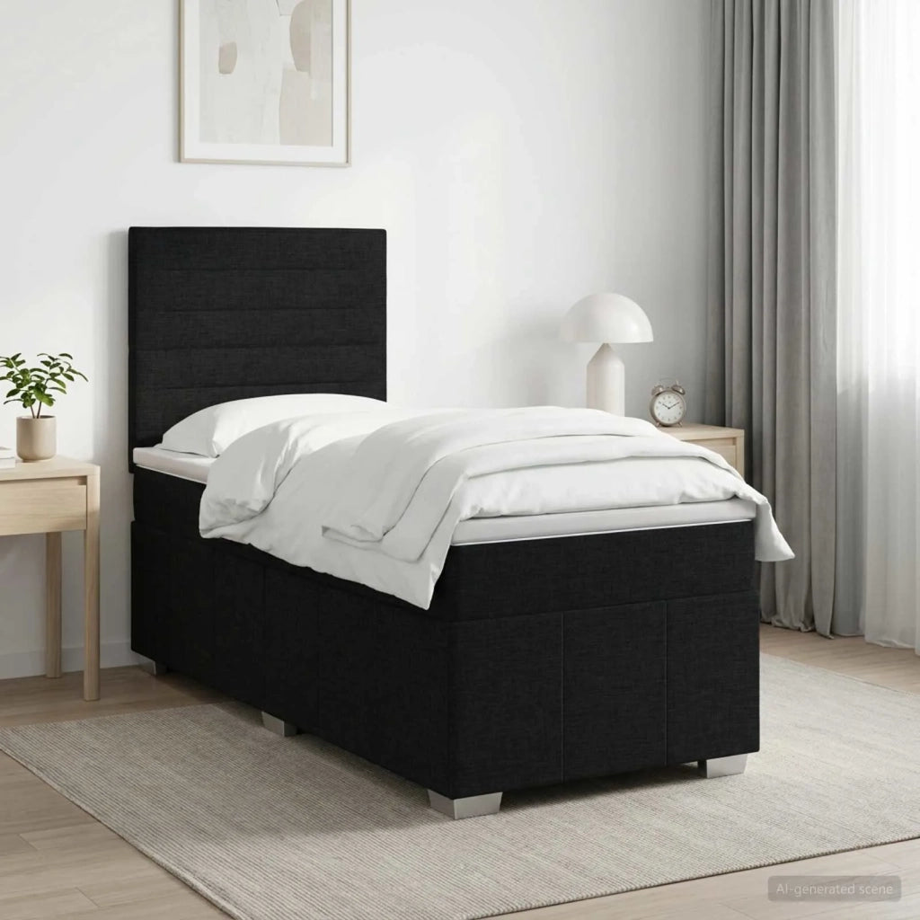 Letto box spring con materasso Nero 80 x 200 cm Tessuto 3454003