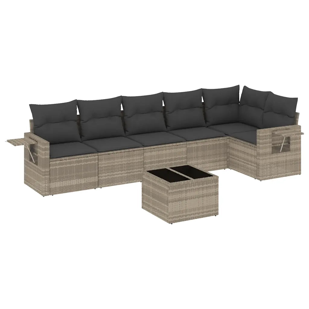 Set Divani da Giardino 7pz con Cuscini Grigio Chiaro Polyrattan 3220201
