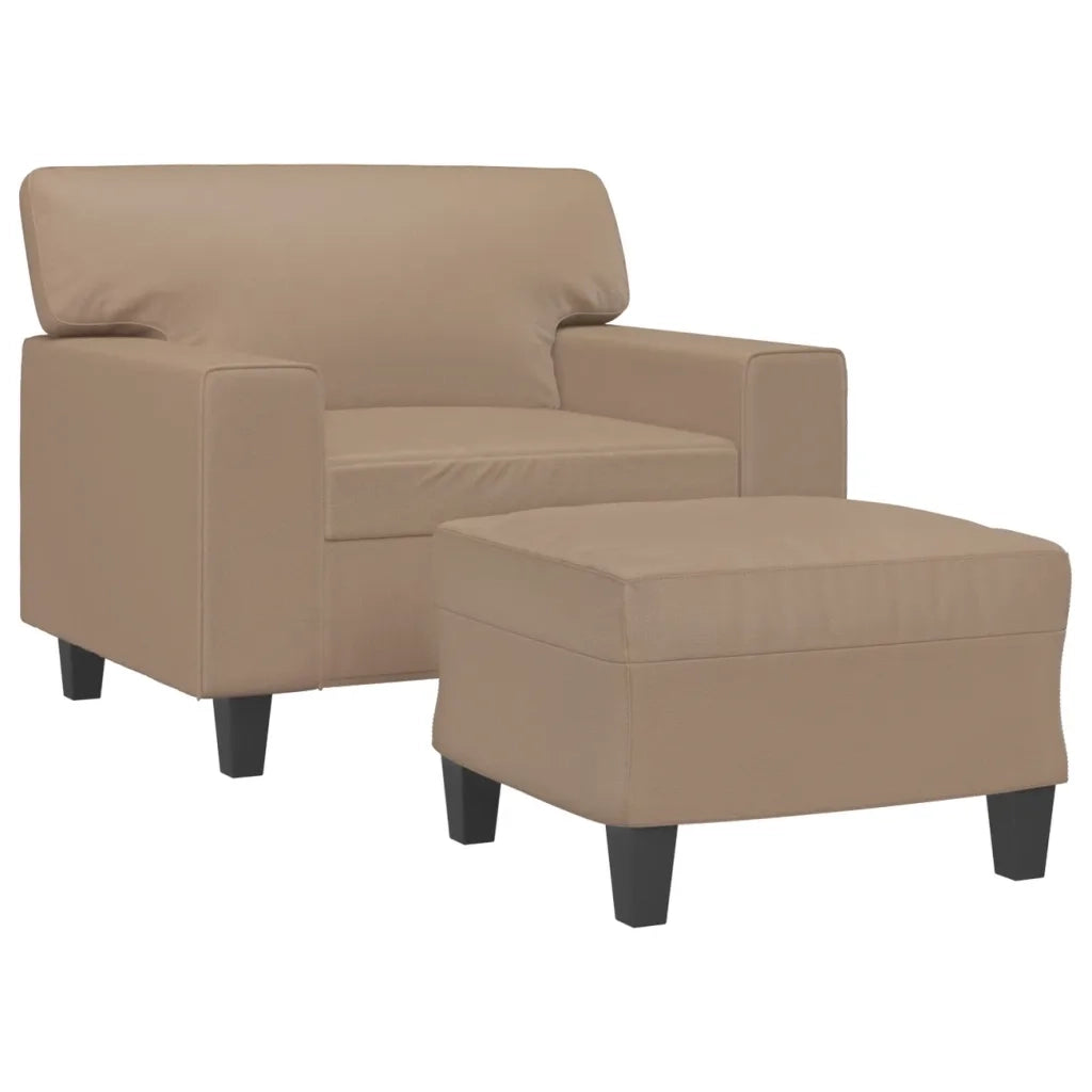 Poltrona con Poggiapiedi Cappuccino 60 cm in Similpelle