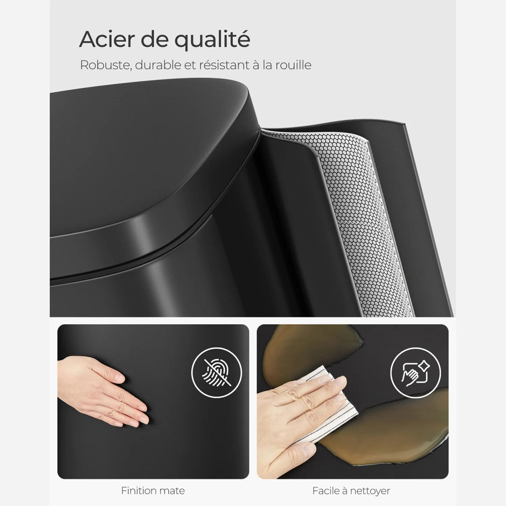 Pattumiera a pedale in acciaio inox 34,8 x 29,7 x 63,3 cm secchio interno in plastica capacità 30 litri coperchio con chiusura ammortizzata antiodore argento/nero 12_0007202