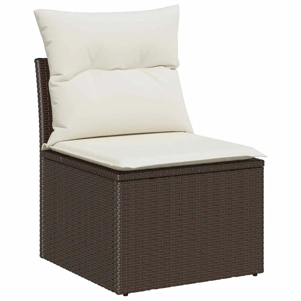 Set Divano da Giardino con cuscino 6 pcs Marrone Poly Rattan