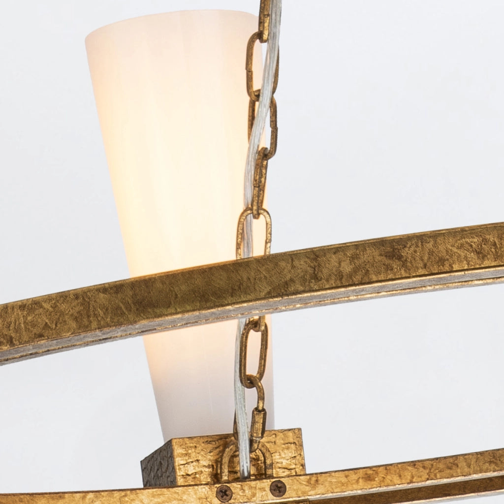 Lampadario Art Déco oro Ø84 4xE27 opale Kristy Elstead
