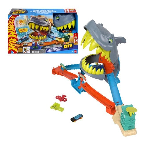 Playset shark chomp beach mattel jhl96 hot wheels city