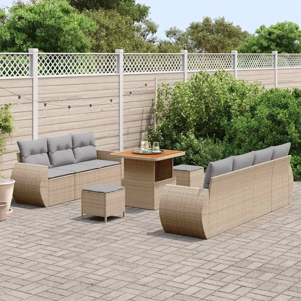 Set Divano da Giardino 10 pcs Beige e Grigio Chiaro polyrattan 3363787
