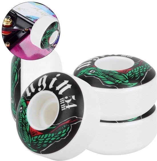 Set di ruote per skateboard da 4 pezzi - 54/32 mm - Materiale PU duraturo - Alta resistenza - Adatto per skateboard da vecchia scuola - Leggero e veloce