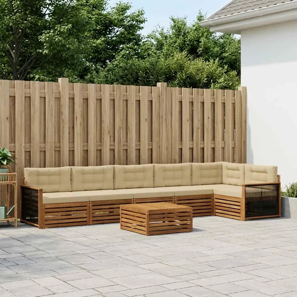 Set di divani da esterno con cuscino 7 pcs Naturale e Beige 3383446