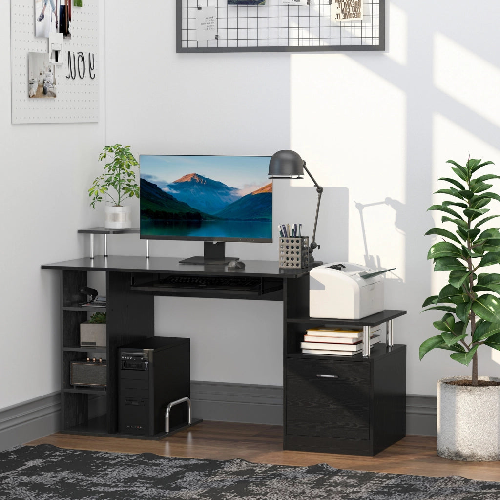 Scrivania con 6 cassetti e ripiani ¨C Minimal ¨C 152x60x88 cm nero