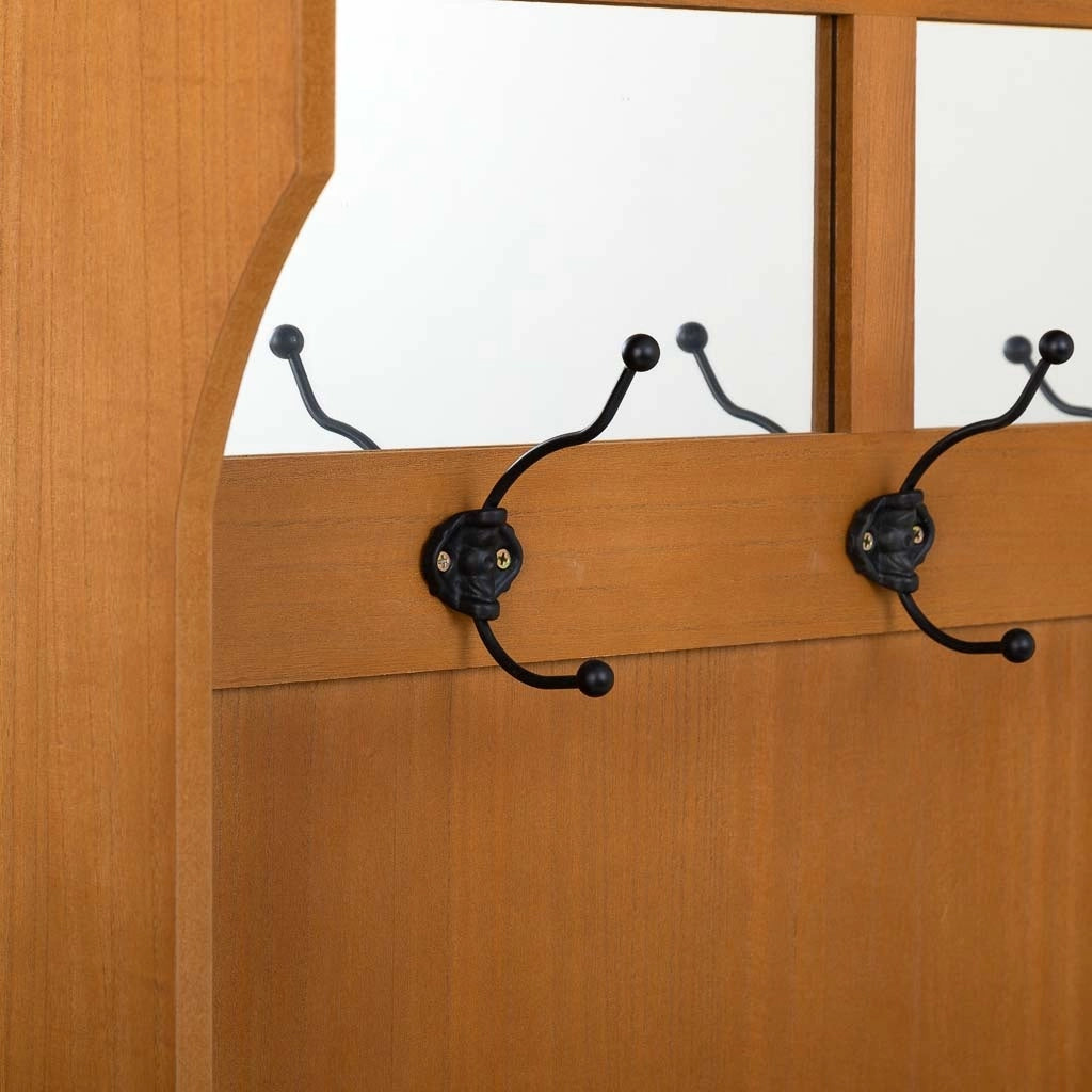 Appendiabiti da Mobile da ingresso in legno con Sgabello marrone 92x39,5x184