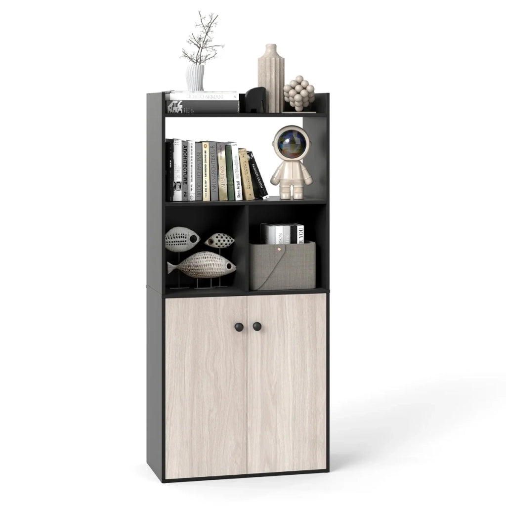 Libreria/mobile contenitore 60 x 30 x 140 cm spaziosa finitura moderna atmosfera accogliente MDF nero 20_0017763