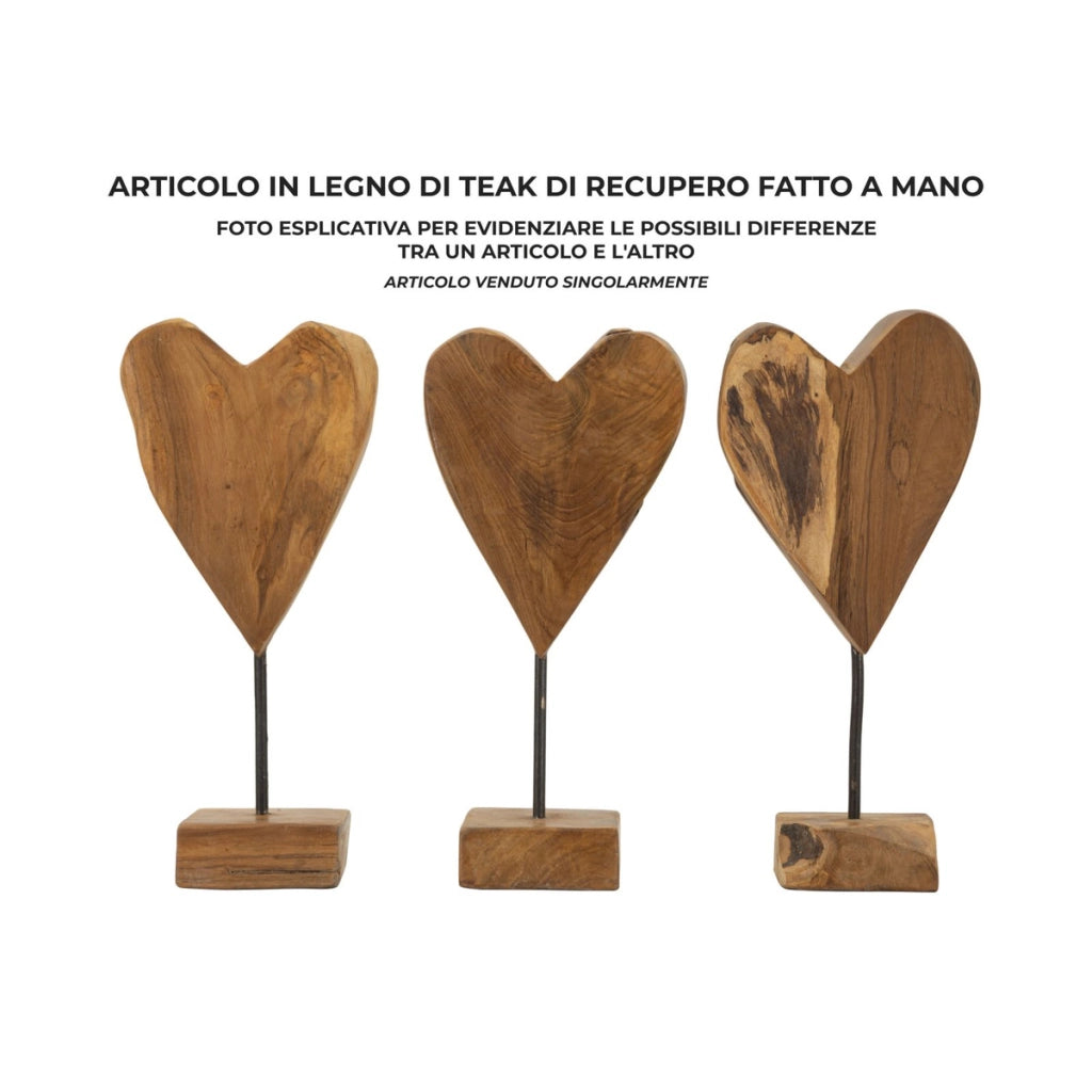 Scultura Cuore 9, Marrone, Legno, 15x10x35 cm