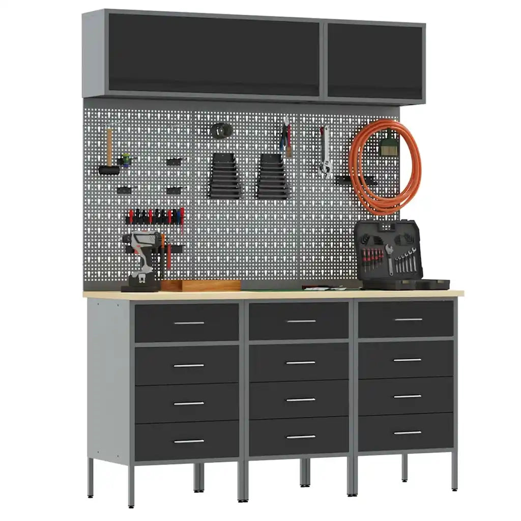 Set di mobili da lavoro con cassetto 8 pcs Nero 3321438