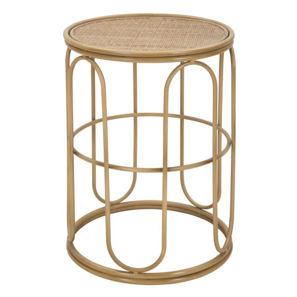 Tavolino rotondo Samui in ferro e rattan — Ø 40x55 cm