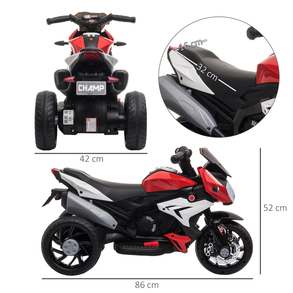 Trimoto Elettrico per Bambini 3+ ¨C Minimal ¨C 86x42x52 cm Nero Rosso