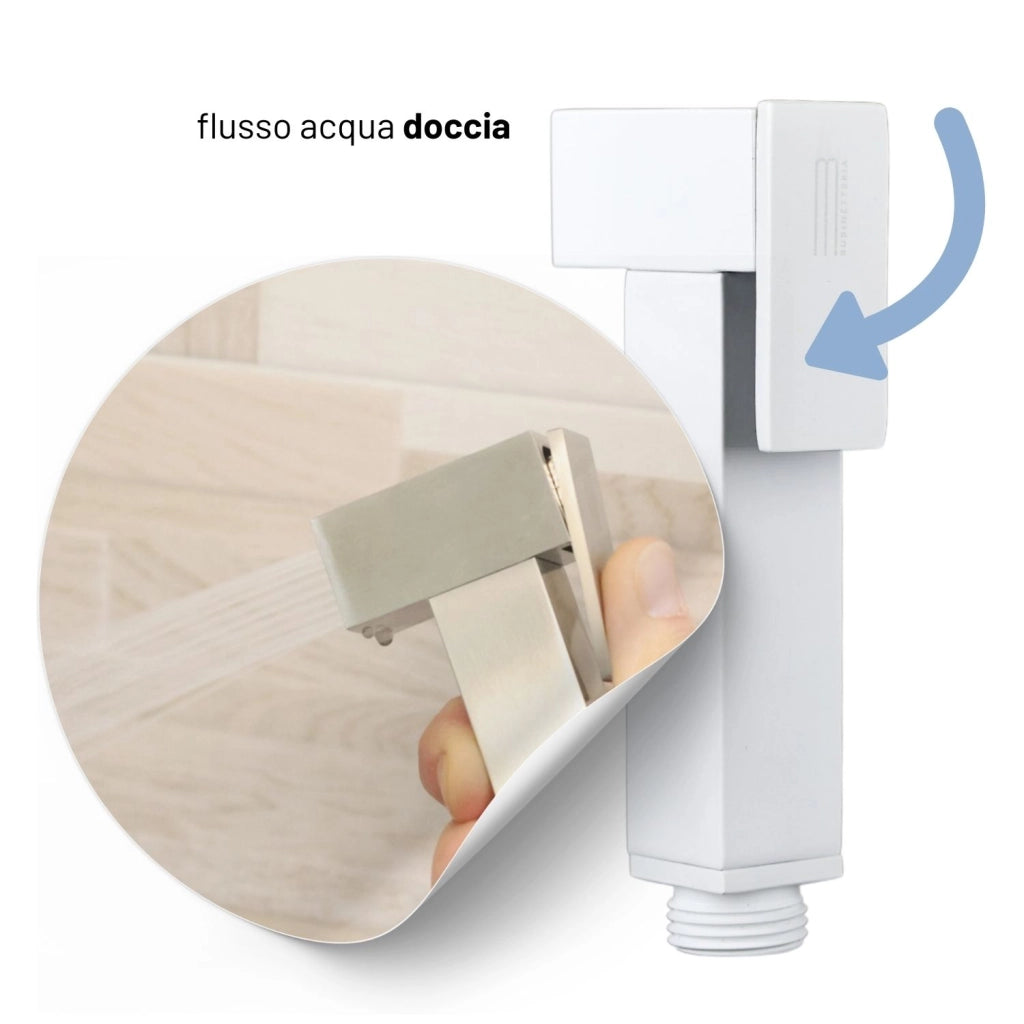 Idroscopino wc doccetta ottone portatile shutoff monogetto con leva ogomondo kit *** finitura- bianco opaco quadro, c...