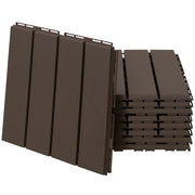 Set 9 Mattonelle a Incastro per Terrazzo, Piastrelle per pavimenti (30x30x2cm) in PP Antiscivolo, Area: 0.81 mq Marrone