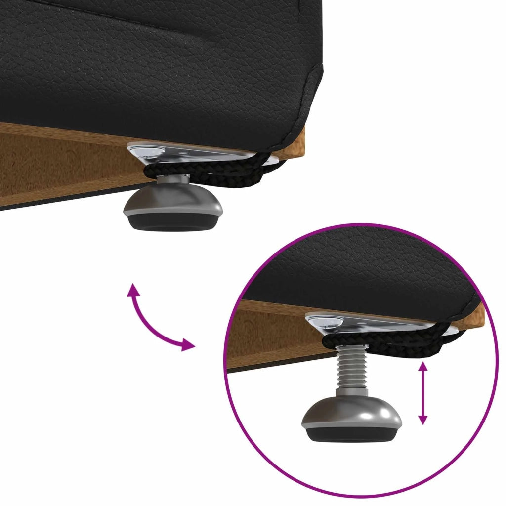 Pouf Nero Pelle Sintetica e Legno Ingegnerizzato 876771