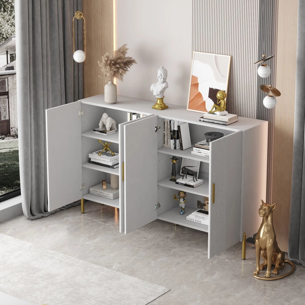 Mobile Credenza Multiuso con Ante e Ripiani ¨C MINIMAL ¨C Bianco Opaco, 160x35x100