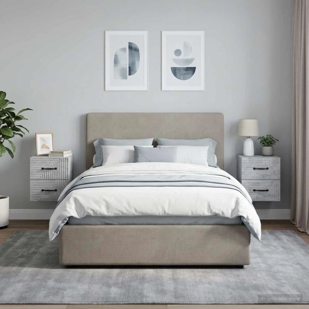 Mobiletto da notte a muro con cassetto 2 pcs Grigio Cemento 898642