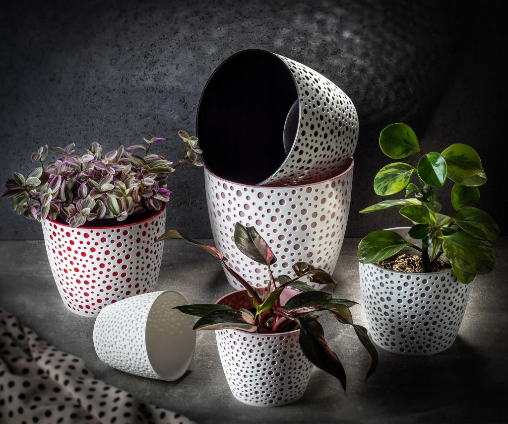 Vaso da fiori KADAX rotondo in plastica, 21 cm, rosso