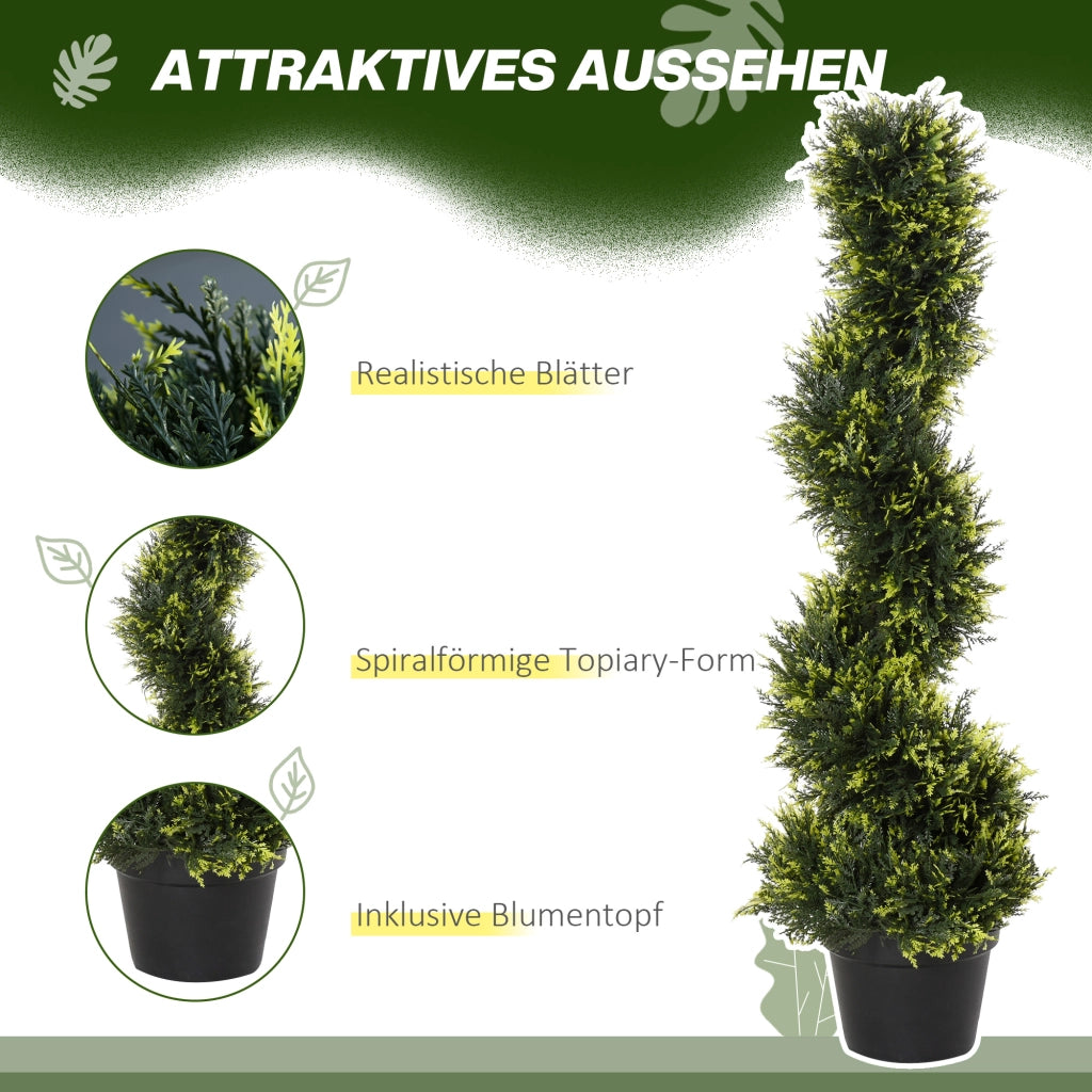 Pianta Spirale Artificiale con Vaso ¨C Xylo ¨C Cedro 90 cm Verde per Esterno e Interno