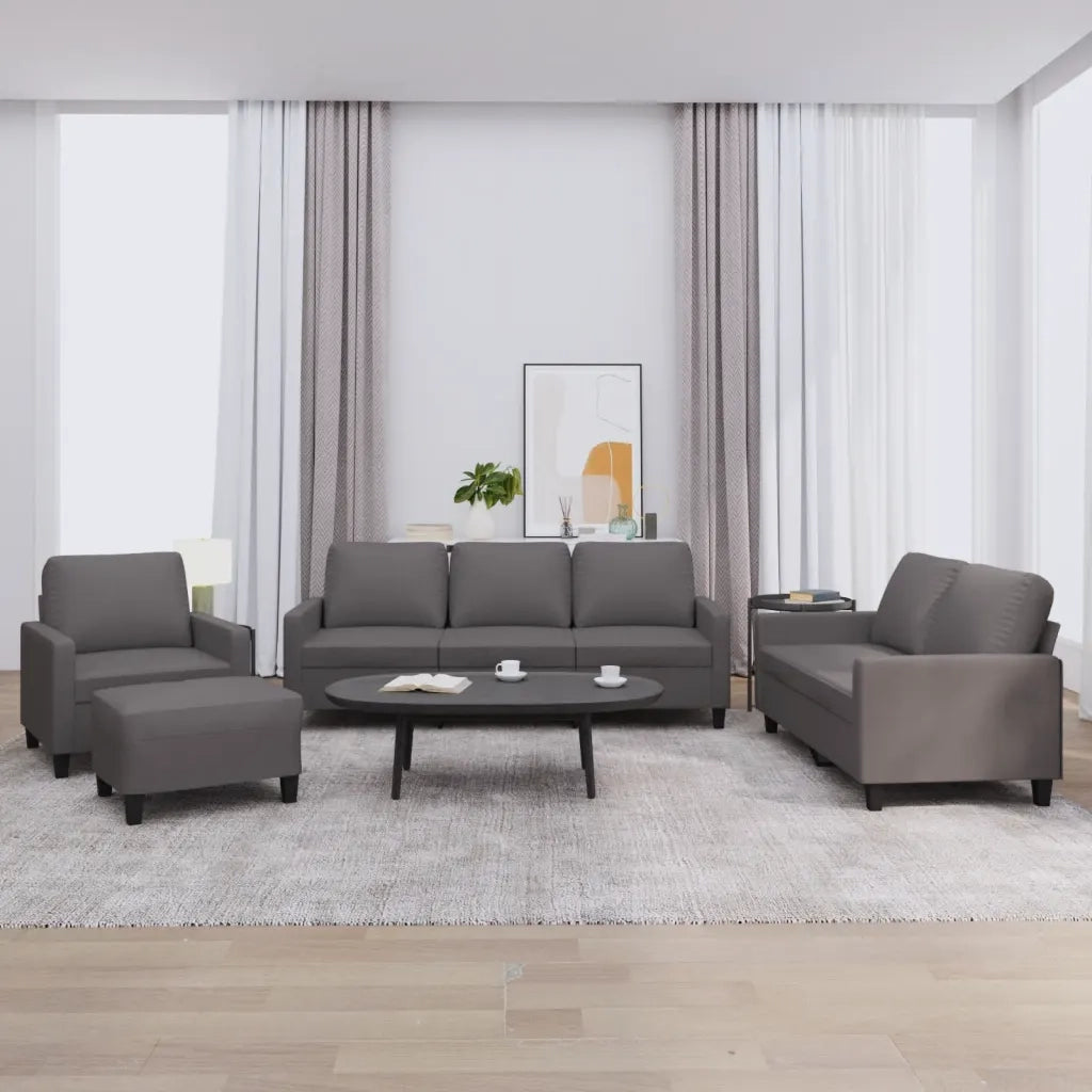 Set di Divani 4 pz con Cuscini Grigio in Similpelle 3201405