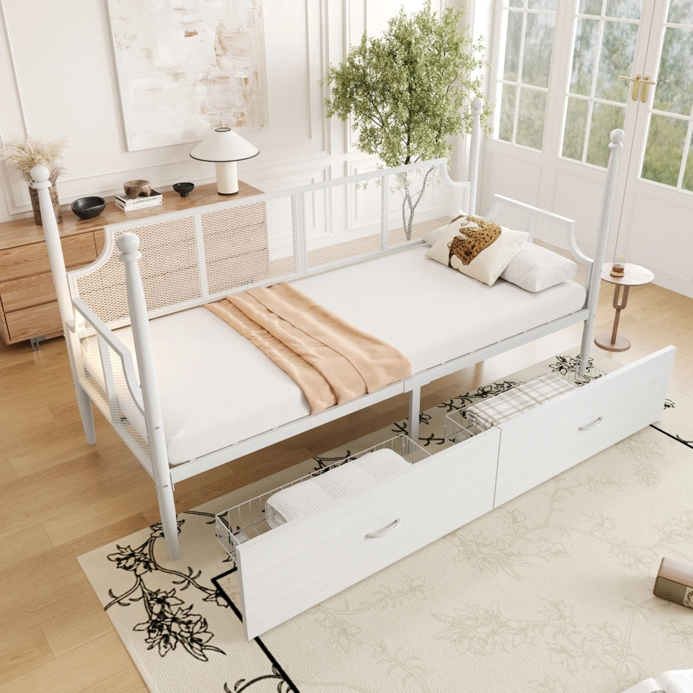 Divano letto - Xylo - 90x200 cm vintage bianco