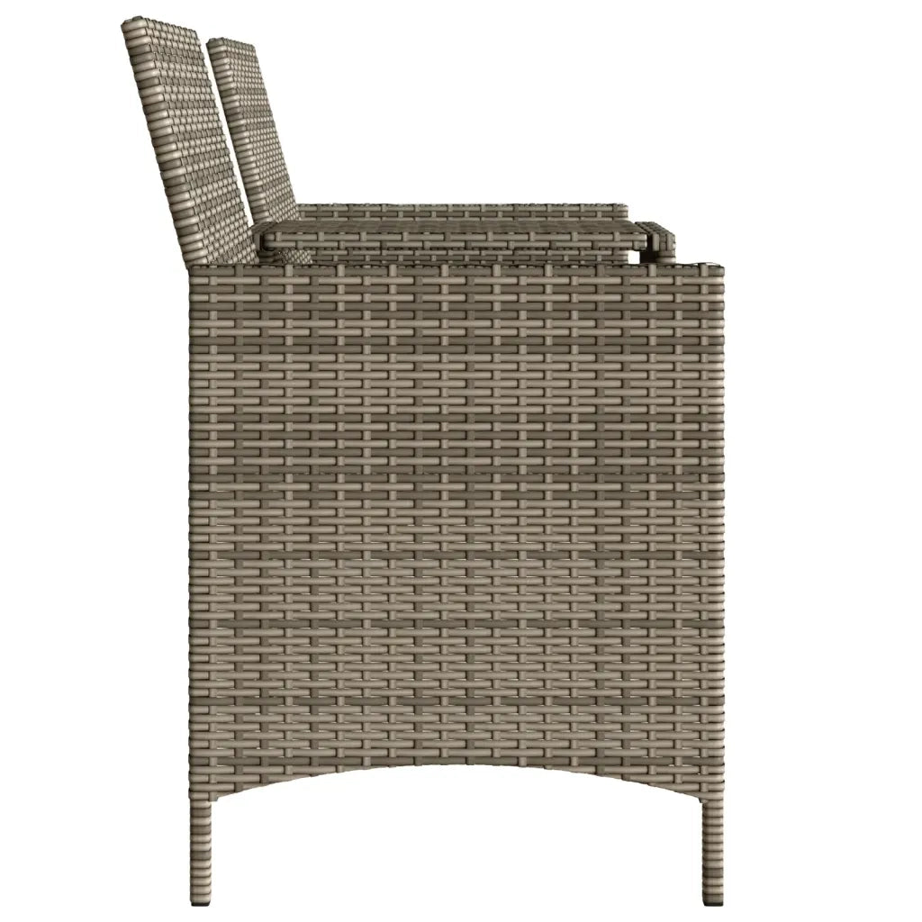 Divano Giardino 2 Posti con Tavolo e Sgabelli-Sofa da Giardino-Divanetto da esterno Grigio Polyrattan 802749