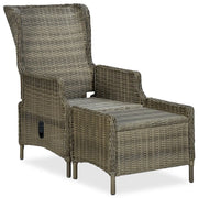Sedia da Giardino Reclinabile con Pouf Polyrattan Marrone 313305
