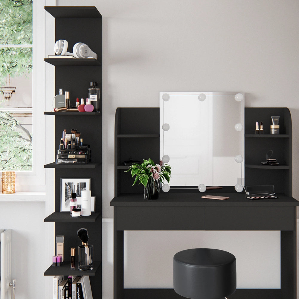 Vicco Libreria da parete Nero 30 x 190 cm aperto
