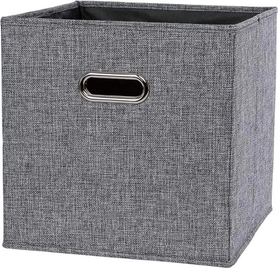 Scatole di stoccaggio in metallo 30 x 30 x 30 cm con coperchio pieghevole, sacchi di stoffa non tessuta, contenitori di stoccaggio cubici per organizzare giocattoli e abbigliamento (nero)