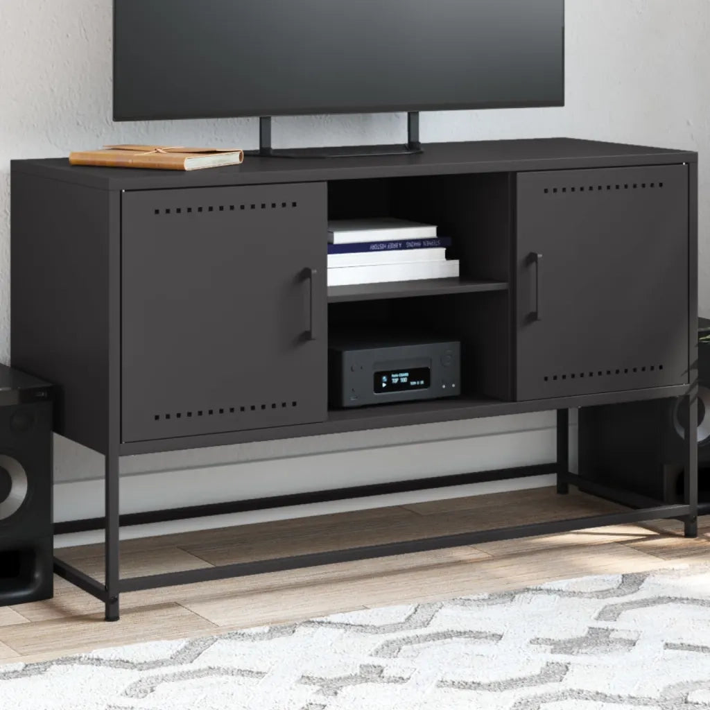 Mobile TV | Armadietto TV | Mobile Porta TV Nero 100,5x39x60,5 cm in Acciaio
