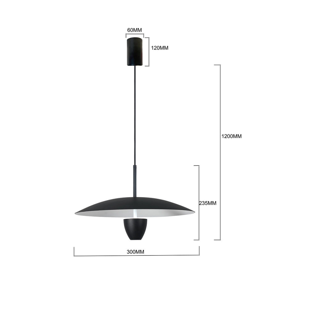 Lampada a sospensione loft nera Ø30 LED CCT 8W UFO Light Prestige