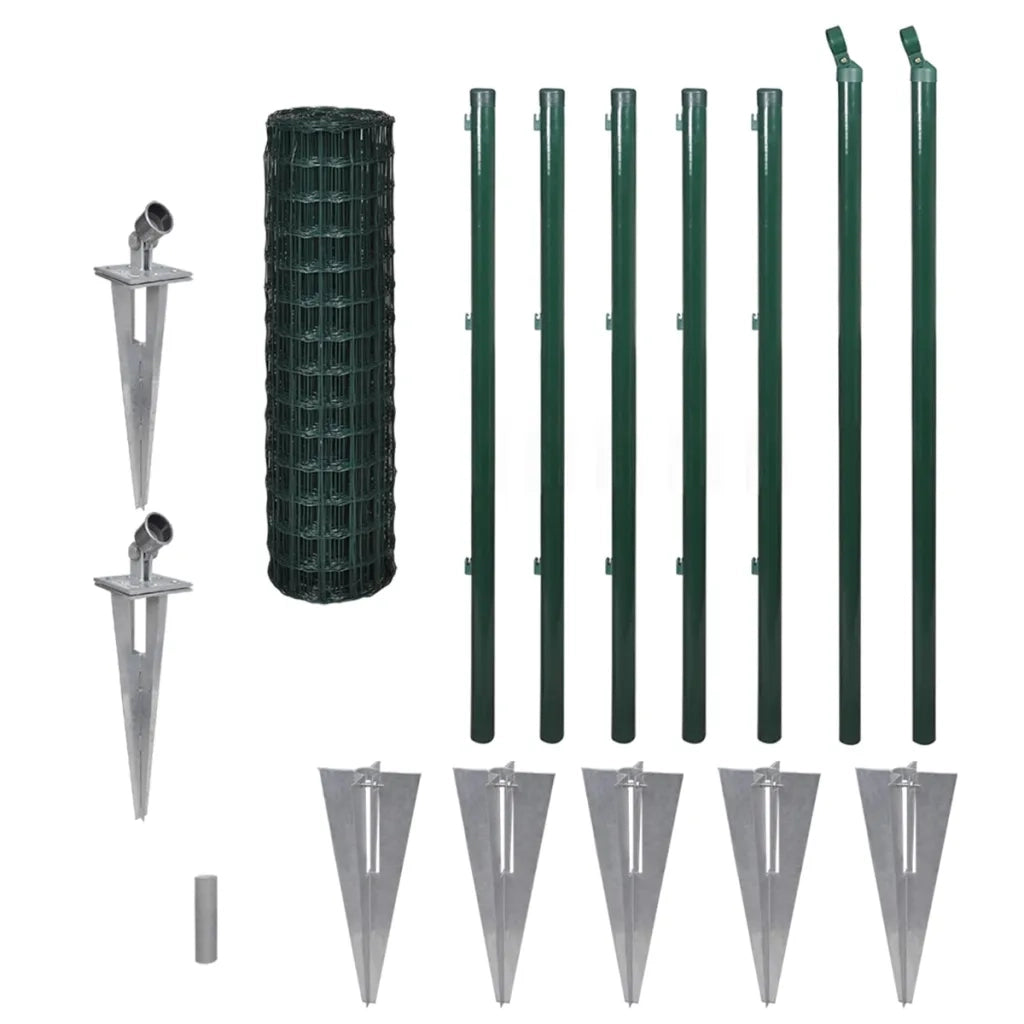 Recinzione da Giardino | Recinzione Euro in Acciaio 10x1 m Verde