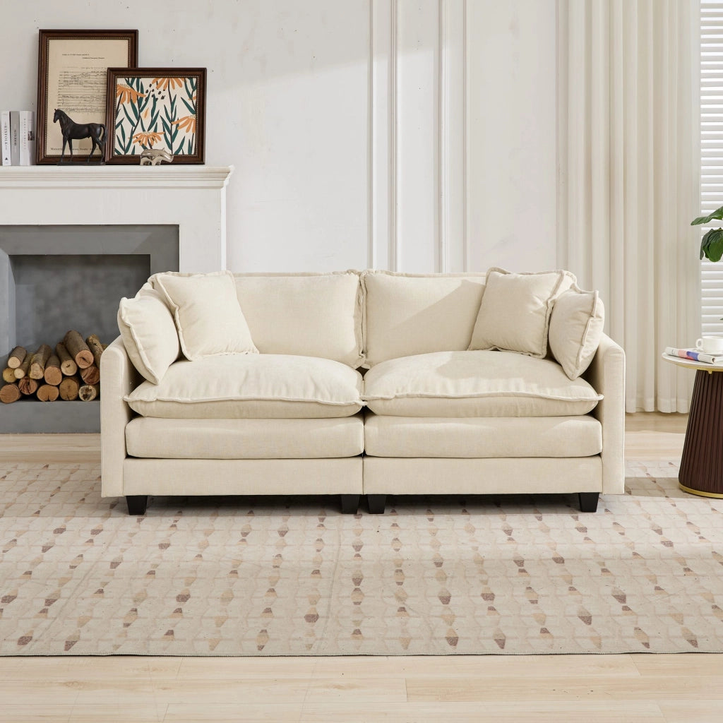 Divano LoveSeat 2 Posti Cloud ¨C MINIMAL ¨C Chenille Beige, Cuscini Imbottiti