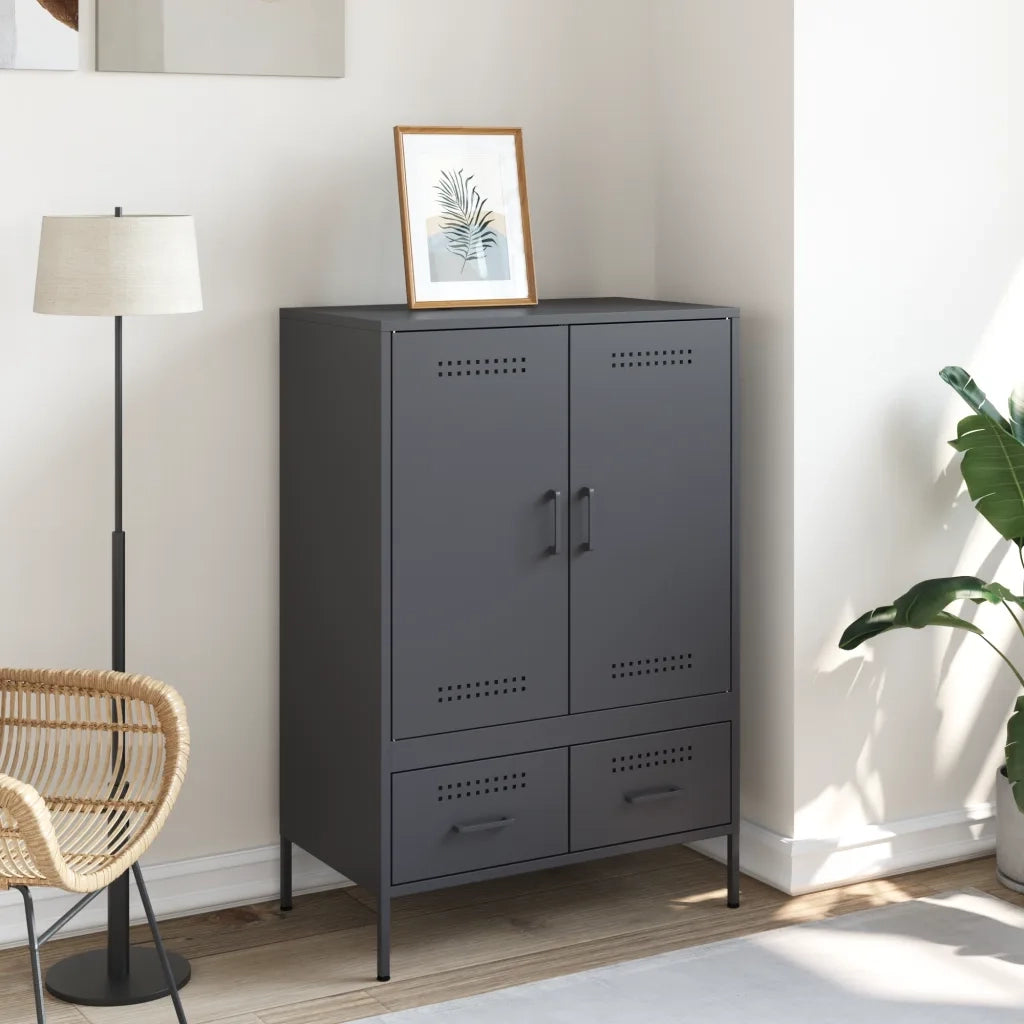 Credenza | Madia | Buffet da pranzo | Armadio da pranzo Antracite 68x39x101,5 cm Acciaio