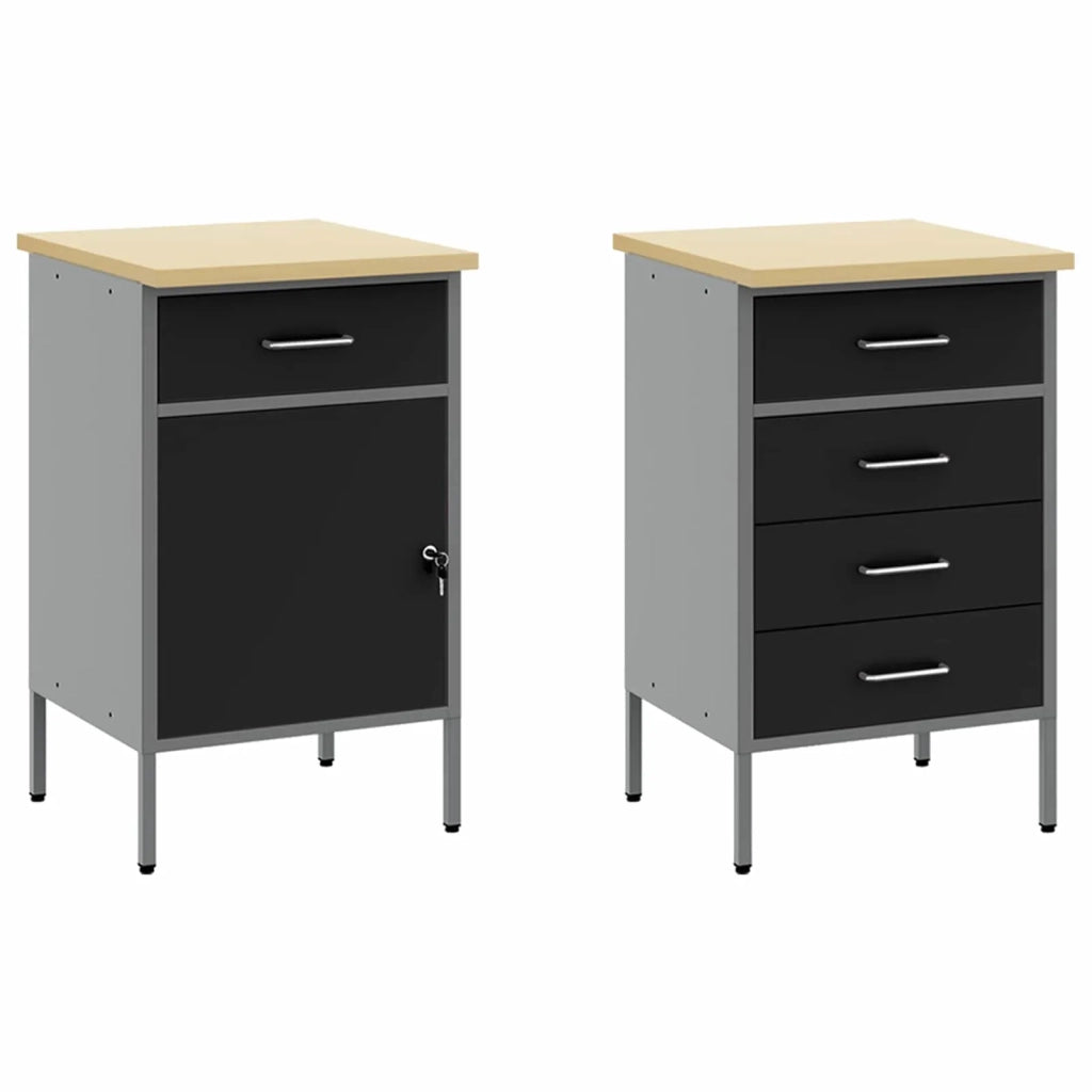 Set di mobili da lavoro con cassetto con lo scaffale 5 pcs Nero 3321426