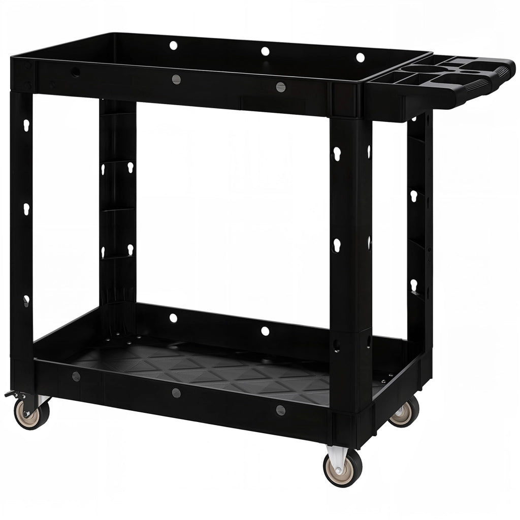 Carrello per attrezzi ¨C Minimal ¨C 2 ripiani, maniglia, ruote, plastica, nero