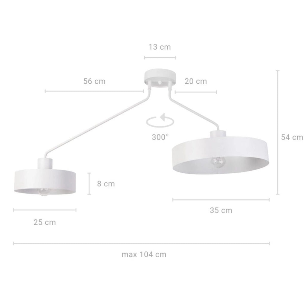 Plafoniera loft bianca Jumbo 2 luci E27 Sigma Lighting