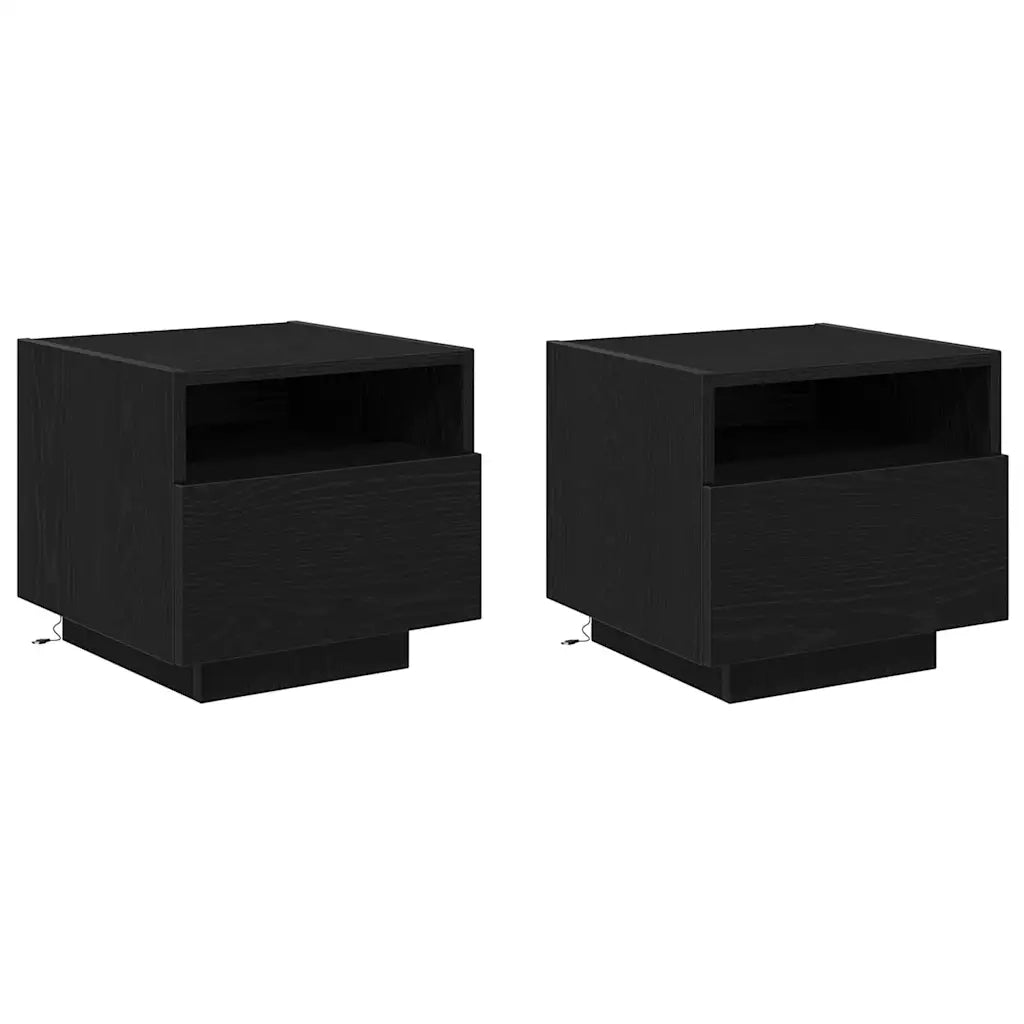 Armadio da Notte con cassetto 2 pcs Rovere Nero 40 x 39 x 37 cm 863071