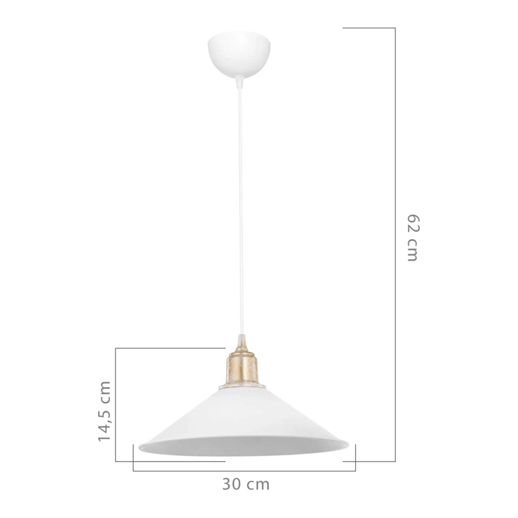 Lampada a Sospensione 'Hinckley' con Paralume a Cono - Bianco/Bronzo [lux.pro]
