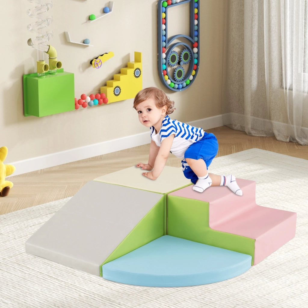 Set di blocchi in schiuma con velcro per arrampicarsi e gattonare per bambini-Set di blocchi morbidi per lo sviluppo dei bambini Azzurro