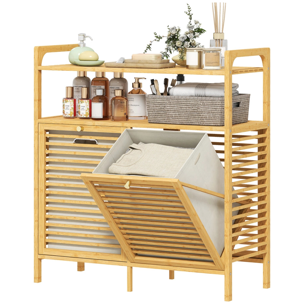 Armadietto da Bagno con Cestini e Ripiani ¨C Zephmum ¨C Legno Bamb¨´ Naturale 82x33x88cm