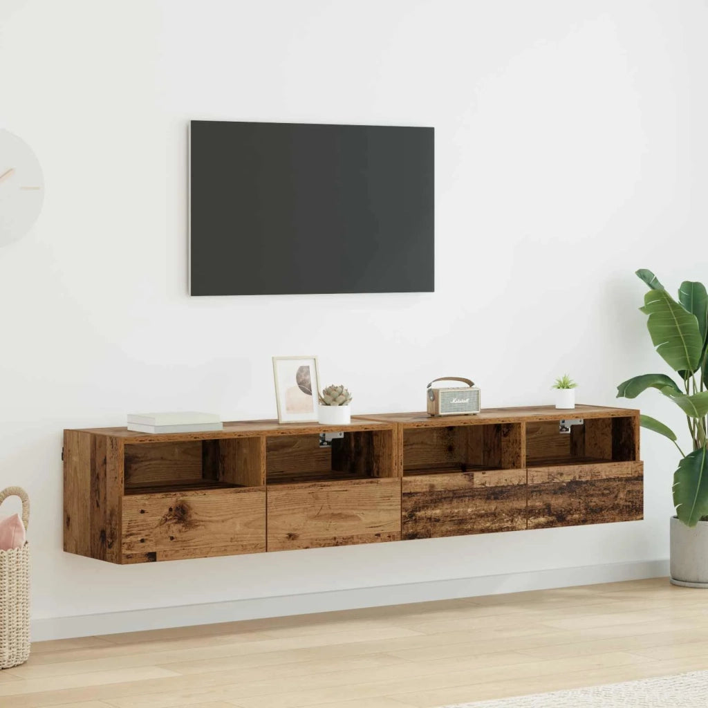 Mobiletti TV da Parete 2 pcs Legno vecchio 80 x 30 x 30 cm 882929