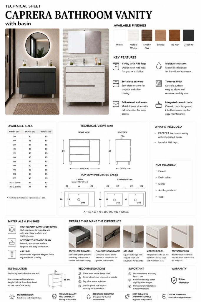 Mobile bagno con lavabo ORIGENBATH CAPRERA senza specchio 70x45 cm estepa